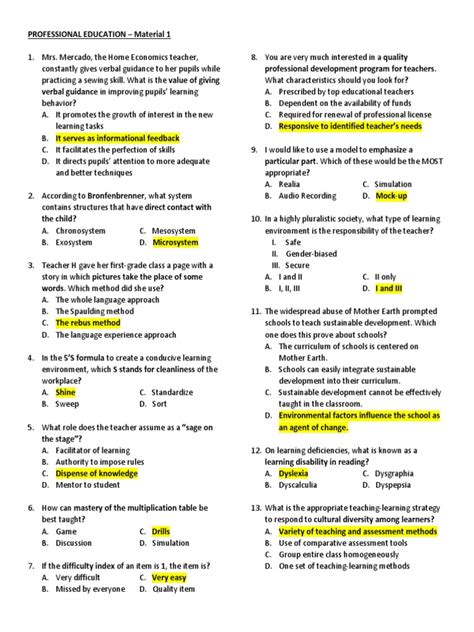 Prof Ed Review I .